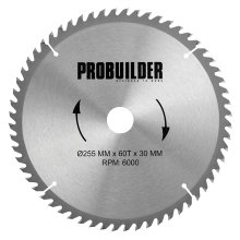 Rundsavsklinge Ø255 x 30 mm - 60T - Probuilder